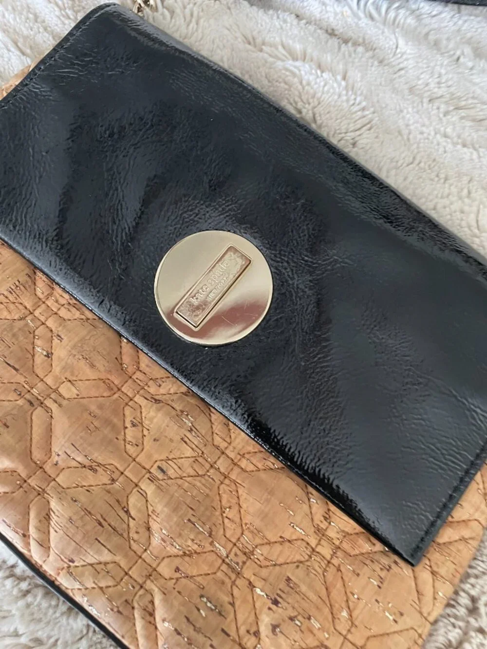 Kate Spade Shoulder Bag-Cork and Black Leather